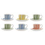 Jeu de 6 tasses avec plat Home ESPRIT Jaune Bleu Vert Corail Porcelaine Rayures méditerranéen 90 ml