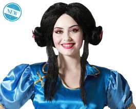 Perruque de princesse orientale avec chignons de fête 160g - Déguisement cosplay et théâtre