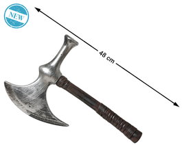 Hache médiévale décorative 48 cm avec double tranchant et manche marron