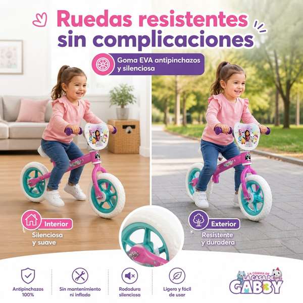 Toimsa Bicicleta sans pédales Gabby Dollhouse 10" - Vélo d'équilibre pour enfants à partir de 2 ans (Rosa)