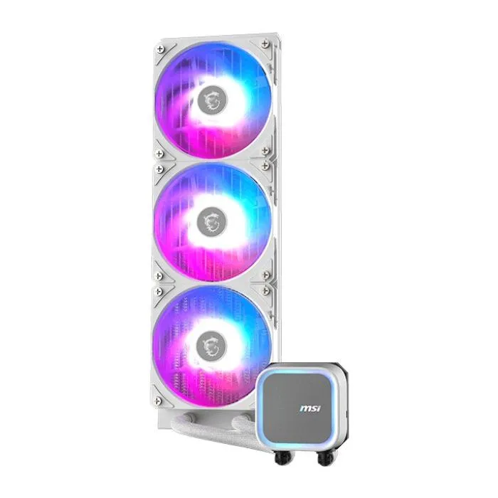 MSI MAG CORELIQUID A13 360 - Kit de watercooling 360 mm - 3 ventilateurs 120 x 120 x 25 mm - Rétroéclairage ARGB indirect - Blanc