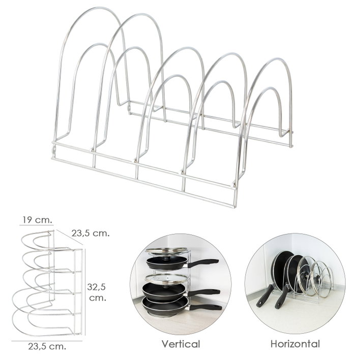 ORYX Support de Poêles Vertical 5 Niveaux en Acier Chromé ORYX Support de Poêles Vertical 5 Niveaux en Acier Chromé