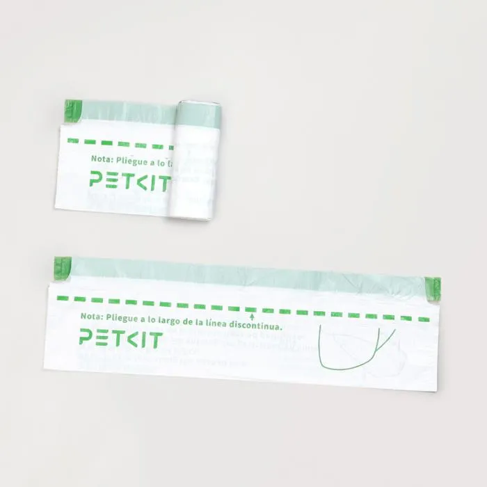 Petkit - Lot de 5 rouleaux de 20 sacs à déchets 8L - Compatibles litière automatique Pura Max 2 - Résistants avec liens coulissants - Vert