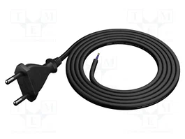 PLASTROL Câble d'alimentation H03VVH2-F OMY 2x0,5mm2 CEE 7/16 (C) 1,5 m