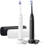 Philips HX7429/02 Sonicare Brosse à dents électrique Double manche Série 7100 Blanc & Noir - 4 modes, Bluetooth, Etui USB