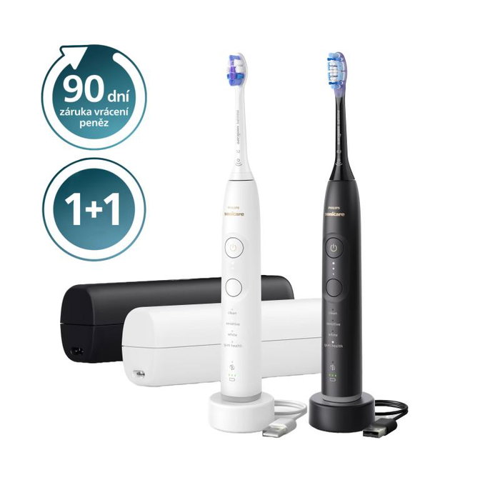 Philips HX7429/02 Sonicare 7100 Brosse à dents sonique Duopack noir et blanc