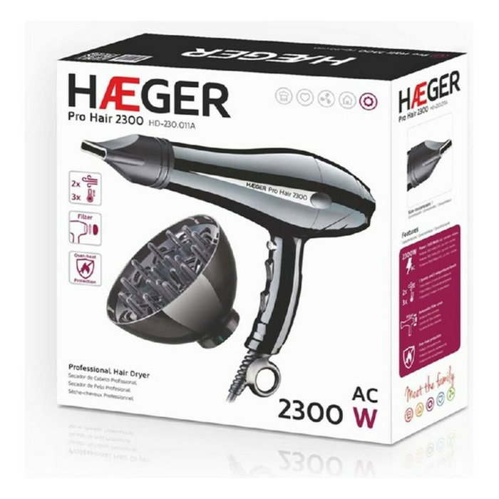 Sèche-cheveux Haeger HD-230.011B 2300 W Noir 2300 W Sèche-cheveux Haeger HD-230.011B 2300 W Noir 2300 W