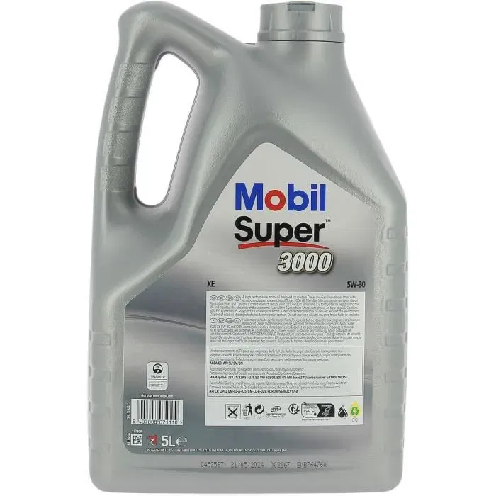 Mobil Huile Moteur 5W-30 Synthétique Super 3000 Formula-XE 5L - Haute Performance, Anti-pollution, Protection et Écologie