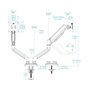 Tooq DB1434TNR-B Support de Table pour Moniteur Double Bras 13-34 Pouces VESA 75x75/100x100 Noir