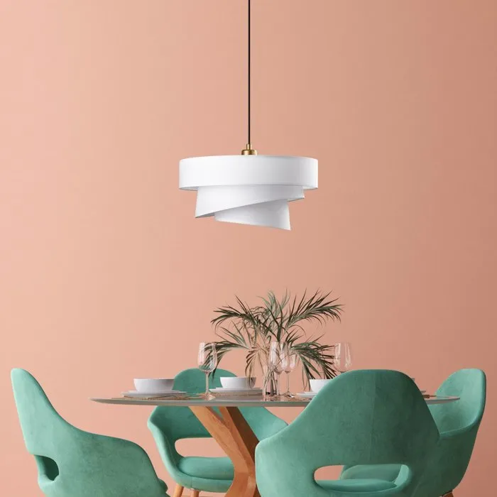 D By M.Red Suspension lustre blanc avec abat-jour en tissu