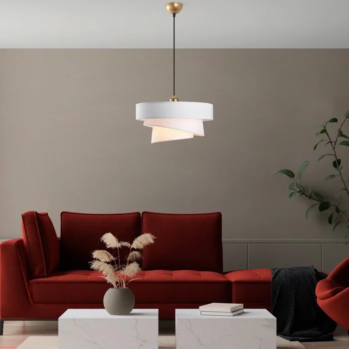D By M.Red Suspension lustre blanc avec abat-jour en tissu