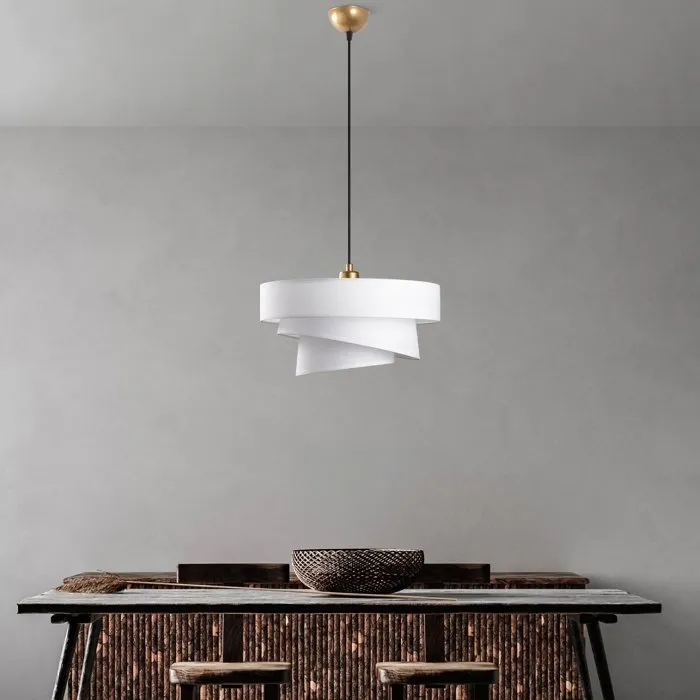 D By M.Red Suspension lustre blanc avec abat-jour en tissu