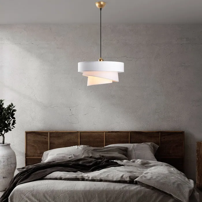 D By M.Red Suspension lustre blanc avec abat-jour en tissu