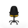 PIQUERAS Y CRESPO Chaise de bureau Algarra, tissu jaune, accoudoirs 2D