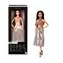 Barbie Signature Basics 06 - Poupée Collector avec Vêtements Neutres - Top Halter, Jupe Midi Dorée et Sandales à Plateforme - Cheveux Bruns Ondulés - +6 ans