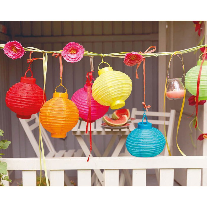 Lumineo Farolillo solaire Nylon couleurs assorties Ø20 cm Blanc froid Autonomie 6h Baterie incluse Lumineo Farolillo solaire Nylon couleurs assorties Ø20 cm Blanc froid Autonomie 6h Baterie incluse