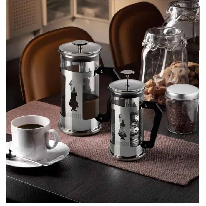 Bialetti PREZIOSA Cafetière à Piston 1 litre en Acier et Verre Borosilicate, Prépare 8 Tasses Espresso ou 4 Tasses Lungo, Lavable au Lave-vaisselle