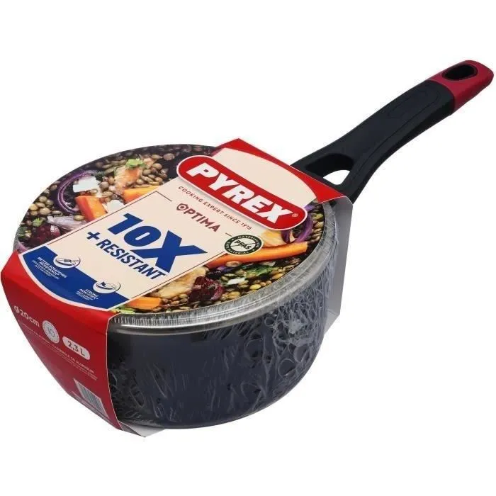 Pyrex 1455032 Casserole avec couvercle antiadhésif 20 cm sans PFAS - Gamme Optima pour cuisson quotidienne facile