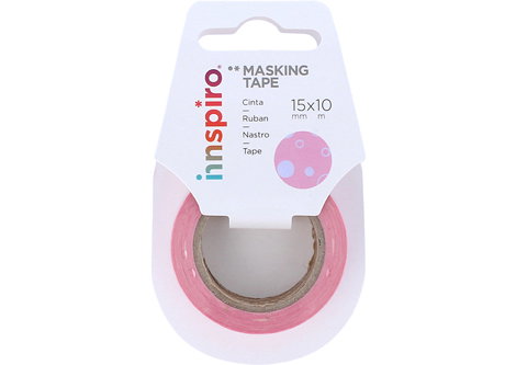 Innspiro Cinta masking tape Washi Tutti Frutti topos rosas 15mm x 10m