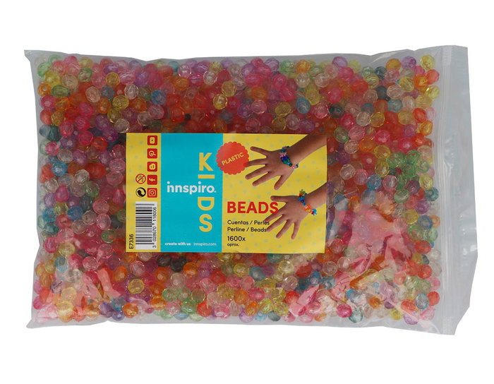 Innspiro Perles en plastique facettées transparentes multicolores 8mm (1600 pièces approx.)