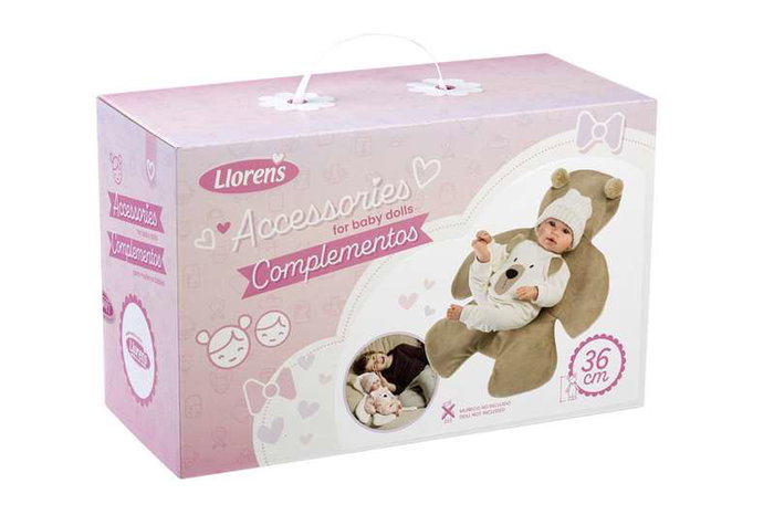 Llorens Poupée nouveau-né pleureuse ours brun 36 cm avec son et sucette - Corps en tissu Llorens Poupée nouveau-né pleureuse ours brun 36 cm avec son et sucette - Corps en tissu