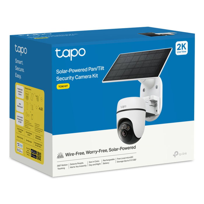 TP-Link Tapo TC90 Kit Caméra de Sécurité Extérieure avec Panneau Solaire