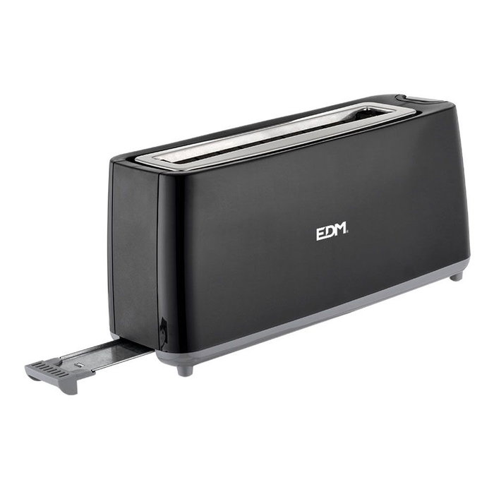 Edm Tostadora ranura larga black design 900W 7 posiciones bandeja migas calentar descongelar 38,4x11,5x17,2 cm
