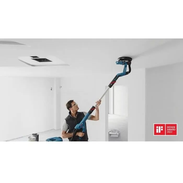 Bosch Professional Ponceuse plaquiste GTR 55-225 (06017D4000) pour plafonds et murs, tête souple, mode ventouse, poignée ergonomique, sans fil