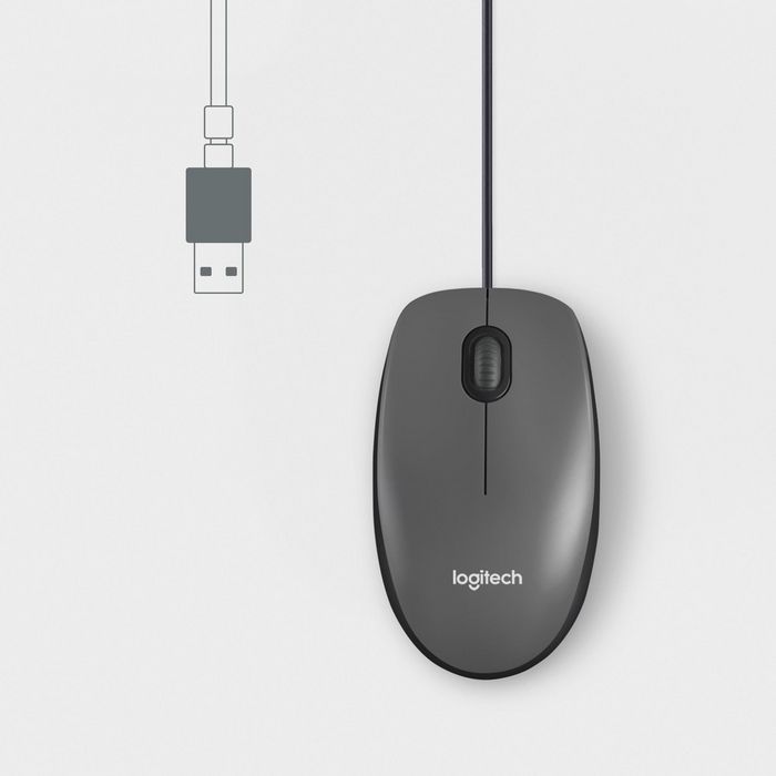 Logitech Souris M100 - Souris filaire USB ambidextre pour ordinateur, compatible Windows, macOS, Linux et Chromebook, design ergonomique