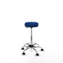 Tabouret Tolosa Pivotant Cuir écologique Non applicable Maille Bleu Structure chromée Sans accoudoirs Sans appui-tête Roulettes pour moquette