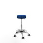 Tabouret Tolosa Pivotant Cuir écologique Non applicable Maille Bleu Structure chromée Sans accoudoirs Sans appui-tête Roulettes pour moquette