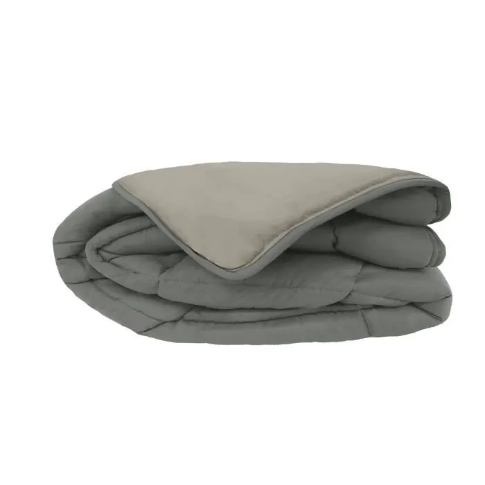 Toison d'Or - Couette Calgary - Microfibre polyester 400g/m² - Couette chaude gris et argent - 140 x 200 cm - Lavable en machine