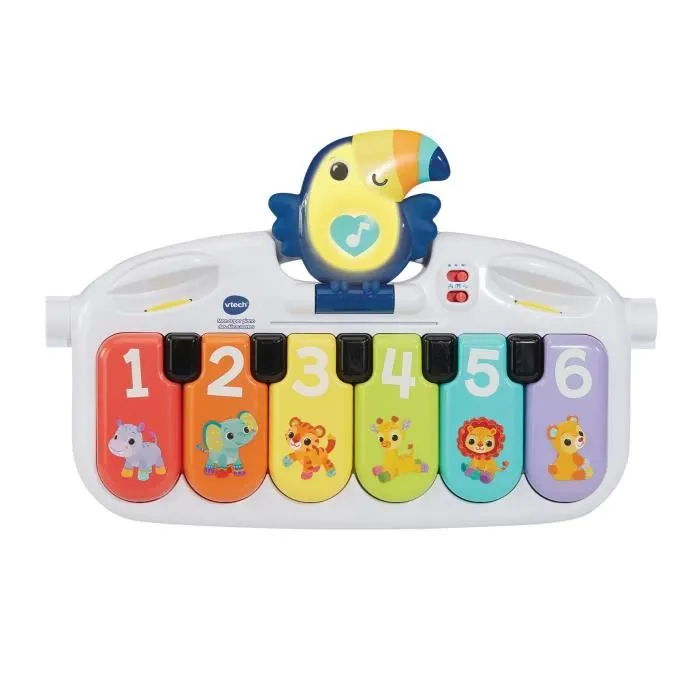VTech Baby - Mon Super Piano des Découvertes, Jouet Musical Interactif pour Bébé 9-36 Mois, 6 Touches avec Notes, Animaux, Couleurs et Mélodies, Multicolore