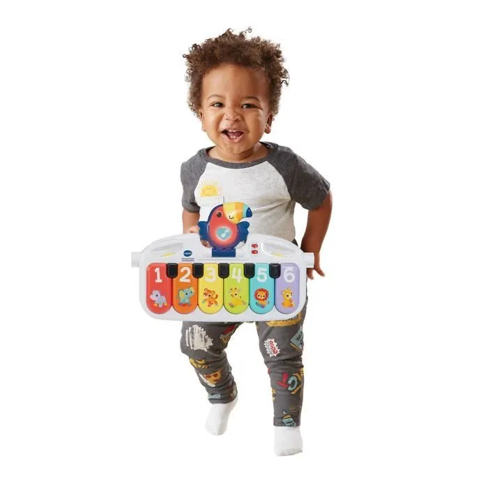 VTech Baby - Mon Super Piano des Découvertes, Jouet Musical Interactif pour Bébé 9-36 Mois, 6 Touches avec Notes, Animaux, Couleurs et Mélodies, Multicolore