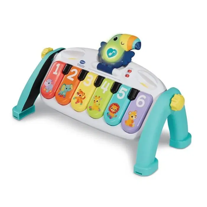 VTech Baby - Mon Super Piano des Découvertes, Jouet Musical Interactif pour Bébé 9-36 Mois, 6 Touches avec Notes, Animaux, Couleurs et Mélodies, Multicolore