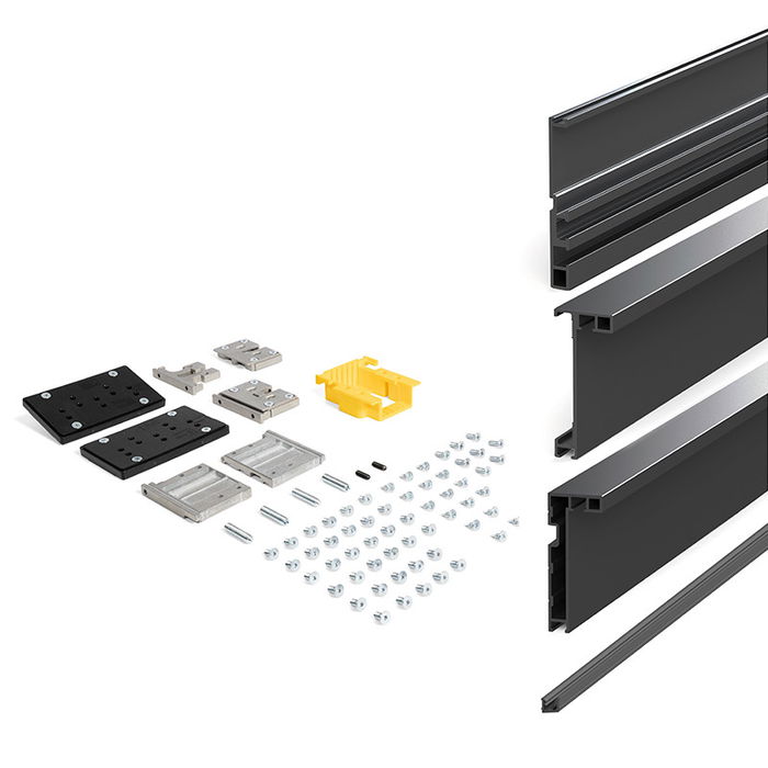 TERNO Kit de portes coulissantes en aluminium pour meuble, Noir Brossé / Blanc, 2700 x 1400 mm TERNO Kit de portes coulissantes en aluminium pour meuble, Noir Brossé / Blanc, 2700 x 1400 mm