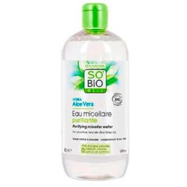 So'Bio Etic Eau Micellaire Purifiante au Zinc, Aloe Vera et Citron Vert Bio 500 ml - Nettoyant Visage Peaux Mixtes à Grasses, Vegan