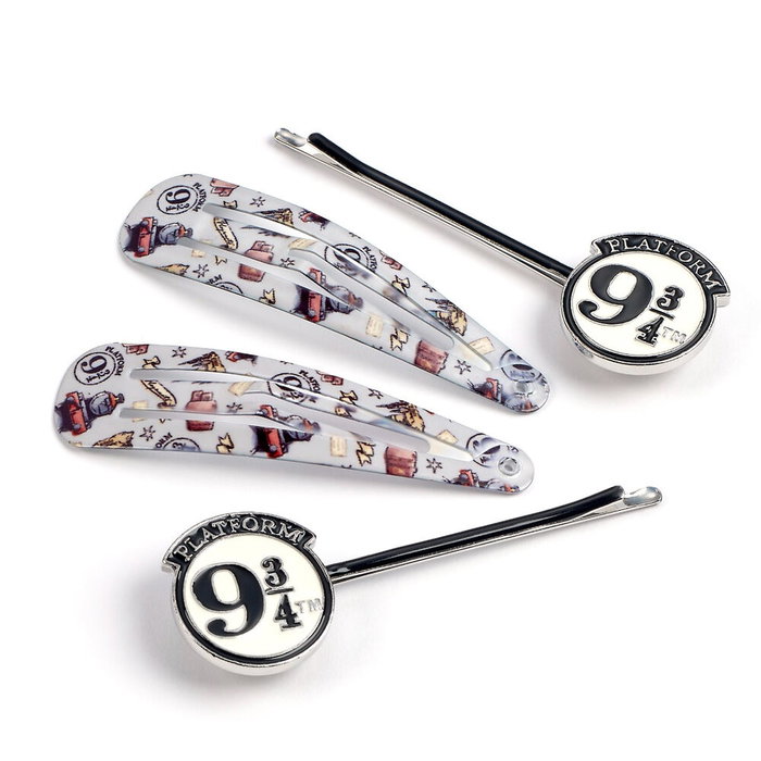 THE CARAT SHOP - Blister de 4 barrettes à cheveux Harry Potter - Plateforme 9 3/4 - Alliage de zinc et acier inoxydable