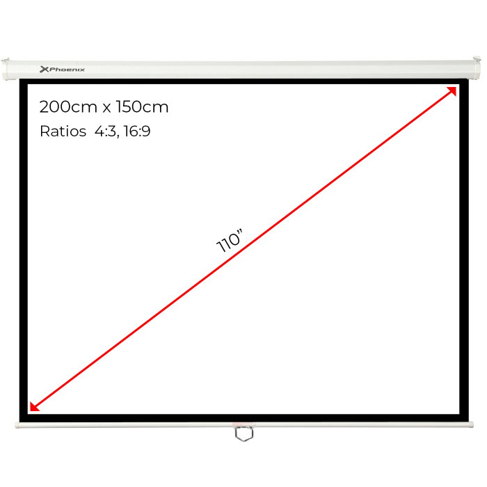Phoenix Technologies Pantalla200/150 Écran de Projection Manuel 100 pouces 200x150 cm Format 4:3 pour Mur et Plafond Phoenix Technologies Pantalla200/150 Écran de Projection Manuel 100 pouces 200x150 cm Format 4:3 pour Mur et Plafond