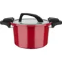 GSW - Cuiseur Basse Pression 24 cm 6 L Anti-Adhésif, Compatible Tous Feux Dont Induction, Aluminium Forgé Rouge avec Couvercle Fenêtré