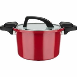 GSW Cuiseur basse pression 24 cm, 6 L, Rouge, Aluminium forgé