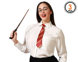 Set de magicien 3 pièces avec chapeau, baguette et nœud papillon - Déguisement spectacle, carnaval ou Halloween