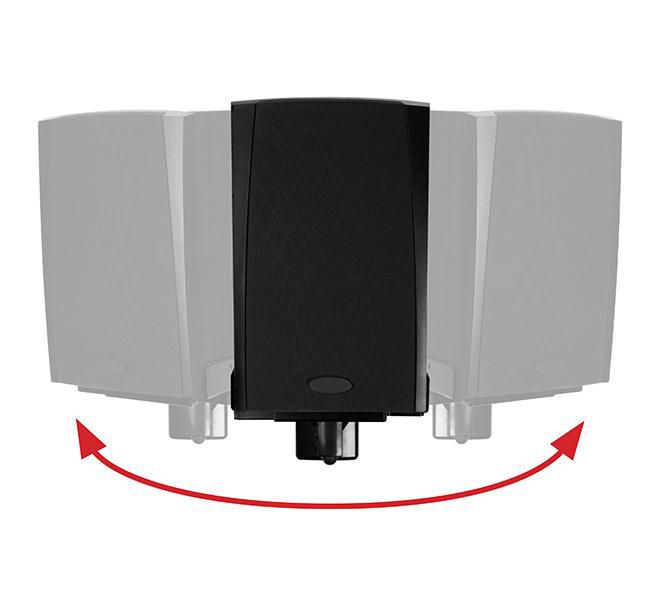 B-Tech BT77 Support mural pour enceintes avec serrage latéral réglable, inclinaison +/-10°, rotation 360°, charge max 25kg, serrage 135-280mm, finition noire