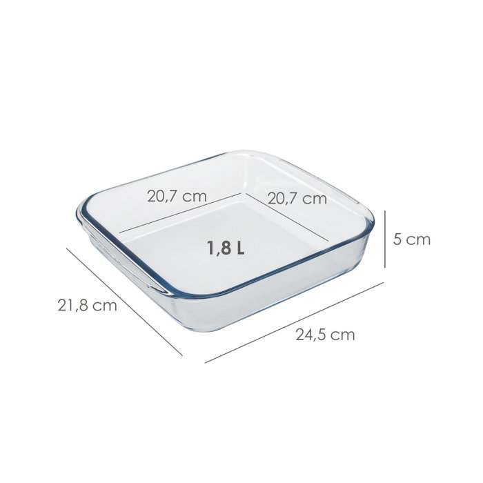ORYX Plat à four carré en verre borosilicate 1,8 L