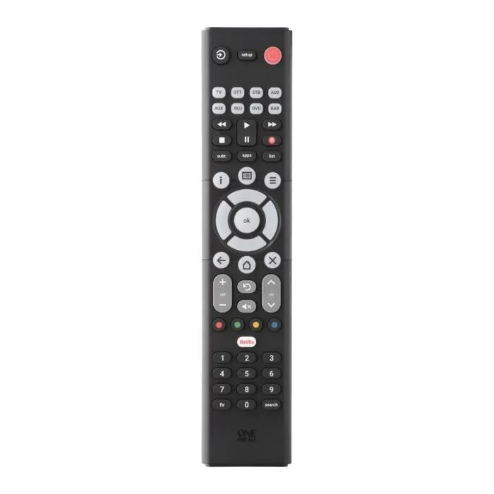 One For All Télécommande Universelle Essence Basic 8 en 1, Réf. URC1282, Compatible avec la Télévision, Le Lecteur DVD et Plus
