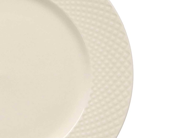 VESSIA Plat plat en porcelaine relief losanges blanc 27cm