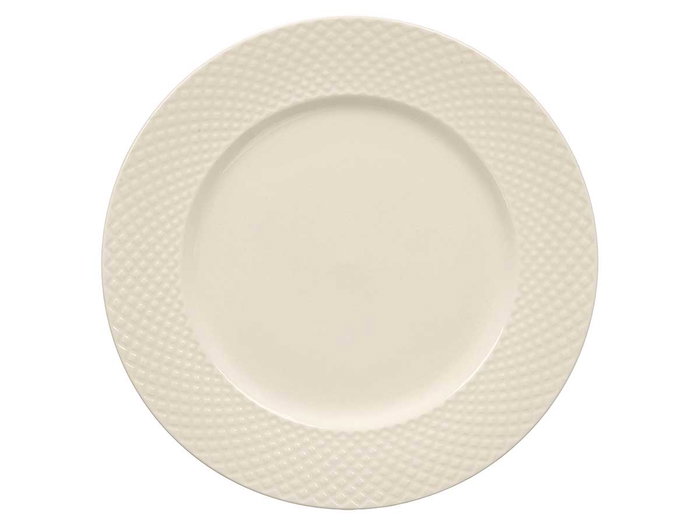 VESSIA Plat plat en porcelaine relief losanges blanc 27cm