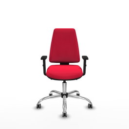PIQUERAS Y CRESPO Chaise Elche Asynchrone Tissu Rouge Structure chromée Accoudoir 1D