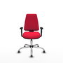 Chaise Elche Asynchrone Tissu Rouge Structure chromée Accoudoir 1D Sans appui-tête Roulettes 65mm pour moquette