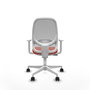 Chaise Cilanco Synchro 3 positions tissu Orange foncé Maille Gris Structure polyamide blanc Accoudoirs blancs Sans appui-tête Roulettes 65mm nylon